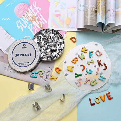 SurgeHai 26-Piece Small Alphabet Cutters Set (A - Z), Stainless Steel Decorating Tools Letters Fondant Cutters...
