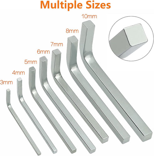 7Pcs Square Head Wrench Set L Shaped Square Key Kit Chromium Vanadium Steel Square Head Screwdrivers for Pocket Hole Screws, 3-10mm...