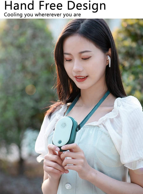 Portable Hanging Neck Fan Wearable Personal Fan Battery Operated USB Rechargeable 3 Speed Mini Handheld Cooling Necklace Fan for Women Eyelash Cam...