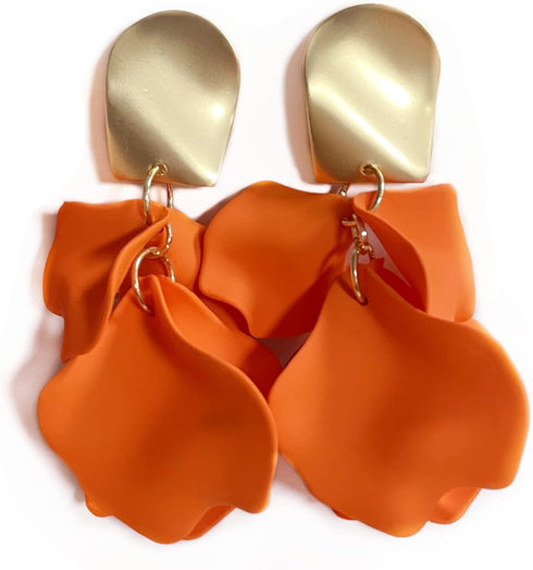 tenghong2021 Gold Metal Colorful Acrylic Rose Petal Earrings Dangle Exaggerated Flower Earrings Drop Statement Floral Tassel Earrings for Women-Or...