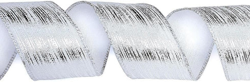 Christmas Ribbon Wired, 6 Rolls 2.5 Inch 36 Yard Silver Sheer Glitter Organza Wired Edge Ribbons for Christmas Tree, Gift Wrapping, Assortment Rib...