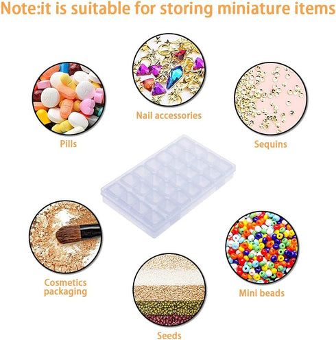 FOME Diamond Embroidery Box, 2 Pack Clear Diamond Painting Storage Box Containers Each with 28 Mini Compartments Grids Mosaic Kits Accessories Sto...