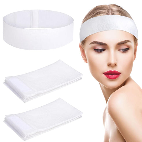 Pimoys Disposable Spa Headband for Women, 30 Count Skincare Facials Headbands for Esthetician Supplies Stretch Headbands for Women's Hair...
