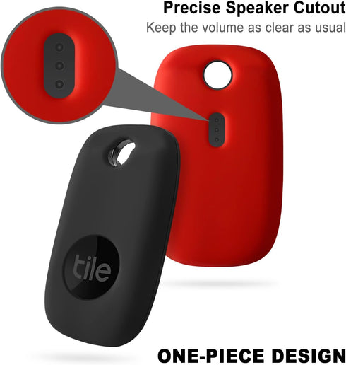 Geiomoo Silicone Case for Tile Pro 2022 Tracker, Soft Flexible Scratch Resistant Cover with Carabiner (2 Pack Red+Black)...