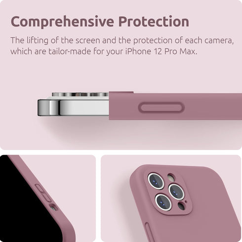 SURPHY Designed for iPhone 12 Pro Max Case with Camera Protection, Liquid Silicone Phone Case with Microfiber Lining, Lilac Purple...