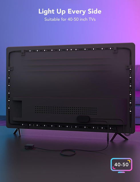 Govee TV LED Backlight, RGBIC LED Lights for TV, Smart TV LED Backlight for 40-50inch TVs, Music Sync, Wi-Fi Bluetooth & App Control, Works with A...
