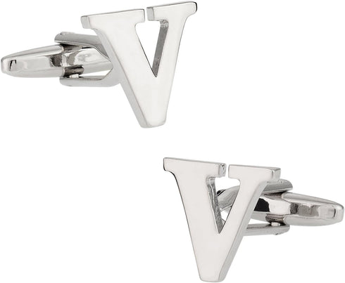 Letter V Cufflinks Monogram Men's Initial Cuff Links with Travel Presentation Gift Box Wedding Groomsmen Groom Party...