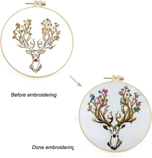 Maydear Stamped Embroidery Kit for Beginners with Pattern, Cross Stitch kit, Embroidery Starter Kit Including Embroidery Hoop, Color Threads and E...