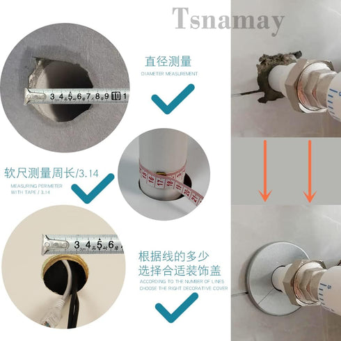 2 Pcs Wall Split Flange, ABS Square Self-Adhesive Escutcheon Plate Buckles Design for 1.3"/33mm Diameter Pipe...