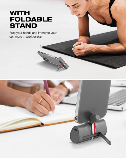 Mini Portable Charger for iPhone | 5000mAh 20W PD Fast Charging Battery Pack with Stand | Cute LED Display Small Power Bank for iPhone 14, 13, 12,...