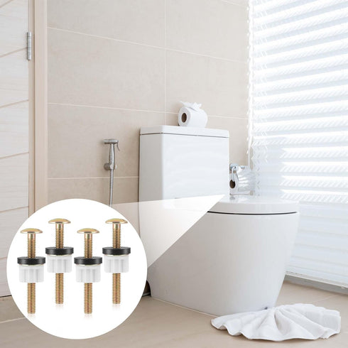 Toilet Seat Screws Sets, 2 Set Heavy Duty Toilet Seat Fastener Hinge Bolt White Plastic Nut with Metal Washers Rubber Sealed Loop, Toilet Hardware...