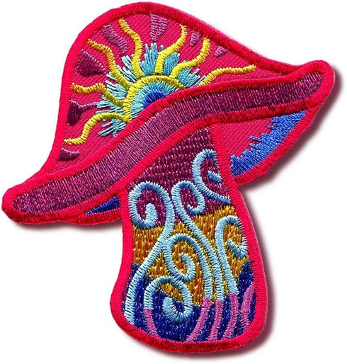 MagiDeal Mushroom Boho Hippie Retro Love Peace Weed Trance Embroidered Applique Iron-on Patch...