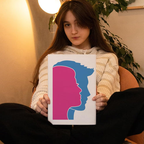 FINGERINSPIRE 2 Pcs Man and Woman Faces Painting Stencil 8.3x11.7inch Reusable Boy Girl Pattern Drawing Template DIY Human Silhouette Deoration St...