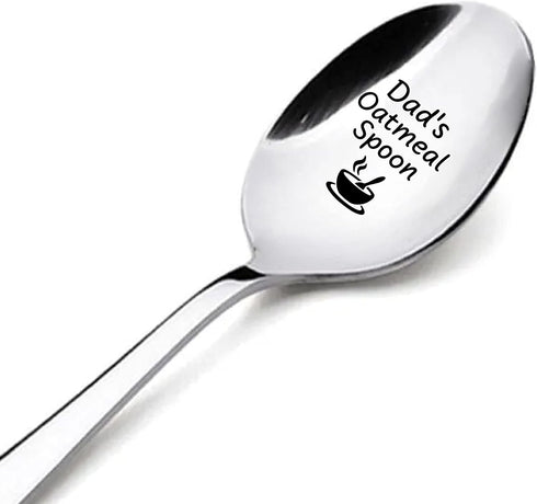 Dad's Oatmeal Spoon Funny Engraved Spoon with Gift Box, Funny Spoon Gift Gift for Dad Grandpa, Cereal Lovers Gifts for Dad Grandpa, Birthday Valen...