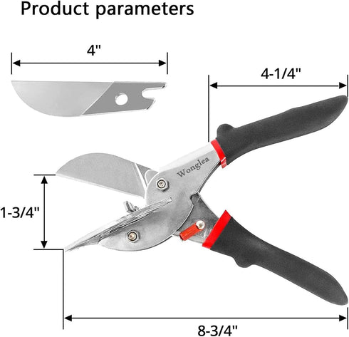 Miter Shears,Multifunctional Quarter Round Cutting Tool,Mitre Shears,Shoe Molding Cutter for Wood,Angular Cutting Molding,Crafting with 2 Replacem...