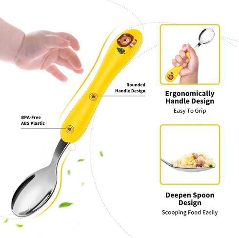 Lehoo Castle Toddler Utensils Kids Silverware, 6pcs Safety Stainless Steel Toddler Fork Spoon Knife Set, Children Flatware Set, Safety Utensils fo...