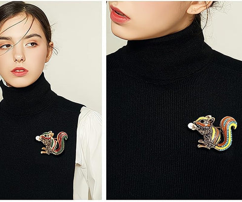 2Pcs Creative Squirrel Pearl Brooch Animal Coat Sweater Lapel Brooches For Wedding Party Gift...