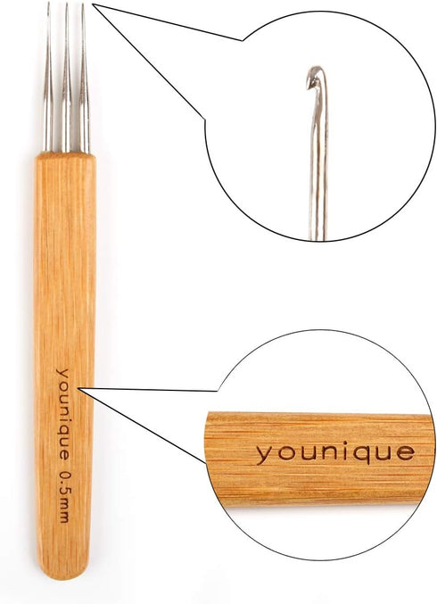 Dreadlocks Crochet Hook for Hair 3pcs/set (1 hook, 2 hooks, 3 hooks) 0.75mm Dreadlock Hooks with Wooden Handle Crochet Needles for Hair Dreadlock ...