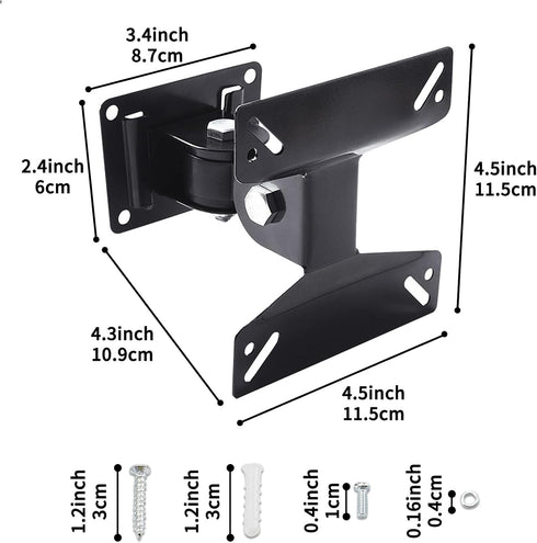 TV Monitor Wall Mount Bracket with Swivel Articulating for Most 14-24 Inch LED LCD Flat Screens TVs, Max VESA 75x75mm to 100x100mm up to 35 lbs/15...