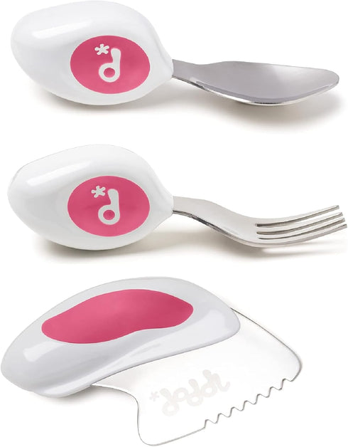 doddl Toddler Utensils, Ergonomic Fork Spoon and Knife Set for Self Feeding, Stainless Steel Silverware for 1-3 Year Olds, BPA Free, Dishwasher Sa...