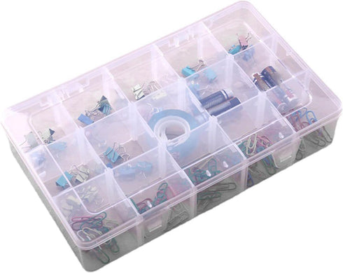 15 Grids Large Plastic Storage Box, Clear Organizer Box with Detachable Dividers Jewelry Organizer Box Bead Organizer Storage Container for Tackle...