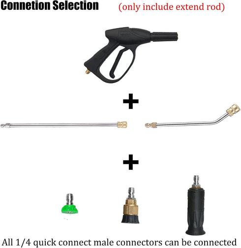 2Pcs Pressure Washer Extension Wand, Extension Lance (15"/38cm) + 30°Curved Extension Rod (8.7"/22cm), 1/4 Inch Quick Connect, 4000 PSI...
