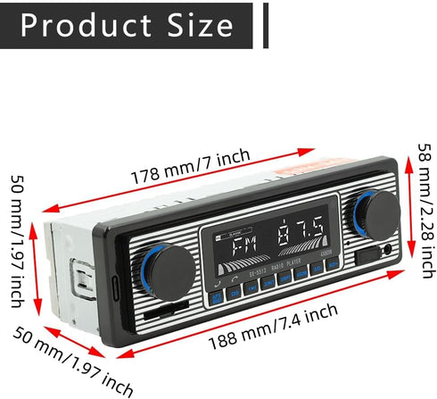 Single Din Car Radio Classic FM Radio,Bluetooth Car Stereo,Hands Free Calling, Aux-in,USB Playback,SD,Car MP3,Push to Talk Assistant,Digital Media...