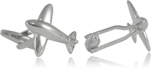 Silver Airplane Aviation Cufflinks with Presentation Box - Christmas Idea for Pilots...