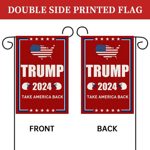 Donald Trump 2024 Take America Back Burlap Garden Flag, Small Double Sided Premium Fabric, 12" x 18"?US Election Patriotic Outdoor Decoration Bann...