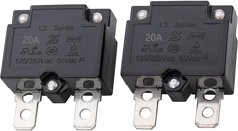 2Pcs 20A 125/250Vac 50Vdc Automatic Reset Relay Fuse Therma Switch Circuit Breaker Current Overload Protector Children Ride On Toy Car Accessories...