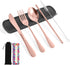Rose Gold Travel Utensil Set, Stainless Steel Cutlery, Portable Camping Utensils, Set of 6 Reusable Silverware Set, Lunch Utensils Set for Work, I...