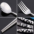 OLizee® Cute Creative Cow Pattern Design Flatware Set of 3 Ceramics Handle Stainless Steel Spoon Fork Chopsticks for Traveling Portable Lovely Ani...