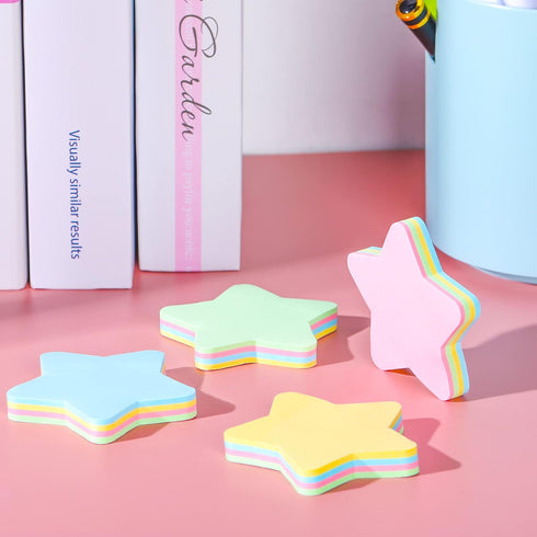 6 Pack Star Shape Sticky Notes 3 x 3 Inch Adhesive Self Stick Pads Easy to Post for Home Office Business Notebook 4 Colors 100 Sheets/Pad...