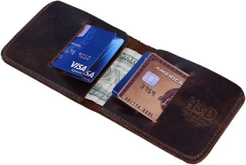 Hide & Drink, Leather Bifold Wallet, Holds Up to 4 Cards Plus Flat Bills/Pouch/Case/Minimalist/Vintage/Stylish, Handmade Includes 101 Year Warrant...
