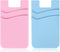 2Pack Phone Wallet,Silicone Credit Card Holder Stick on Double Pocket for Back of Cell Phone case-Sky Blue,Pink......