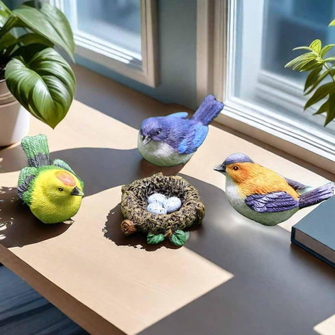 1 Set Mini Bird Decoration Micro Landscape Bird Moss Landscape Ornament Resin Bird's Nest Egg Fairy Animal Cute Model for Garden Micro Landscape H...
