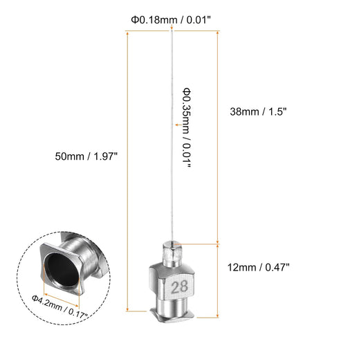 10pcs 28Gauge Stainless Steel Dispensing Needles, 1 1/2" All Metal Glue Needle Tube Blunt Tips Luer Lock for Thick Liquids, Ink, Glue, Lab Use...