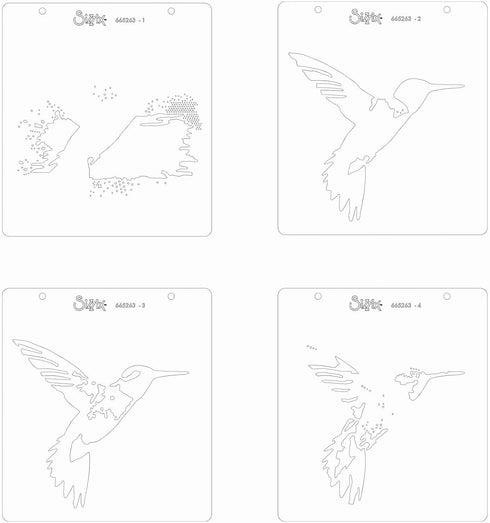 Sizzix Layered Stencils 4PK-Hummingbird by Olivia Rose, 665262, Multicolor...