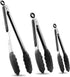 HOTEC Premium Stainless Steel Locking Kitchen Tongs with Silicon Tips, Set of 3-7", 9" and 12" (Black)...