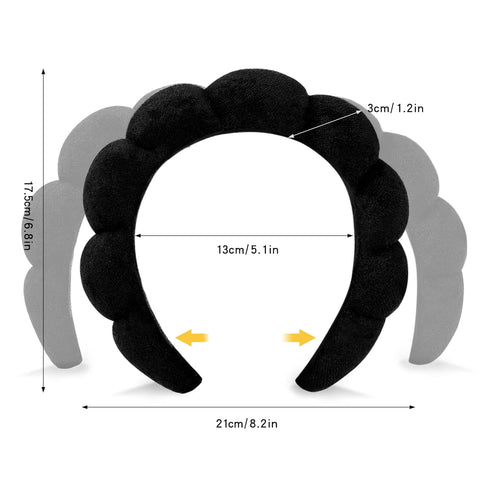 Spa Headbands for Washing Face or Facial, Set of 2 Skincare Headbands, Bubble Skincare Headbands Drunk Elephant Terry Cloth Puffy Headbands for Sh...