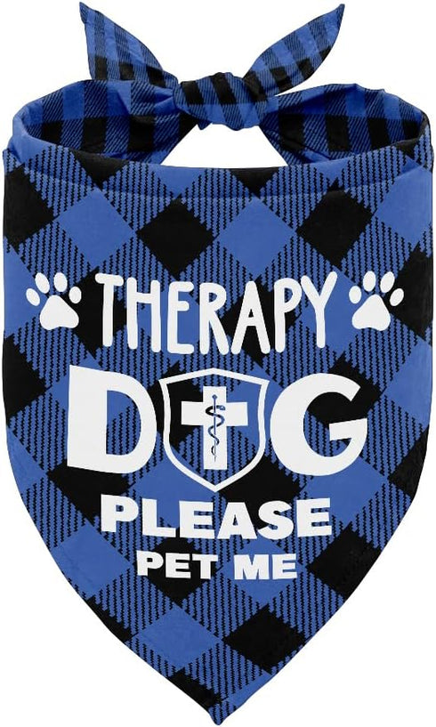 Dog Bandana, Therapy Dog Please Pet Me with Hearts Dog Bandana, Dog Scarf Classical Plaid Printing, Dog Scarf Accessories, Dog Bandana Pet Scarf, ...