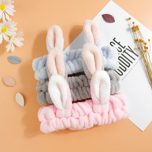 Easter Gifts for Girls, 3-Pack Bunny Headbands, Headbands for Women for Washing Face, Makeup Headband, Hair Band for Washing Face, Spa Headband fo...