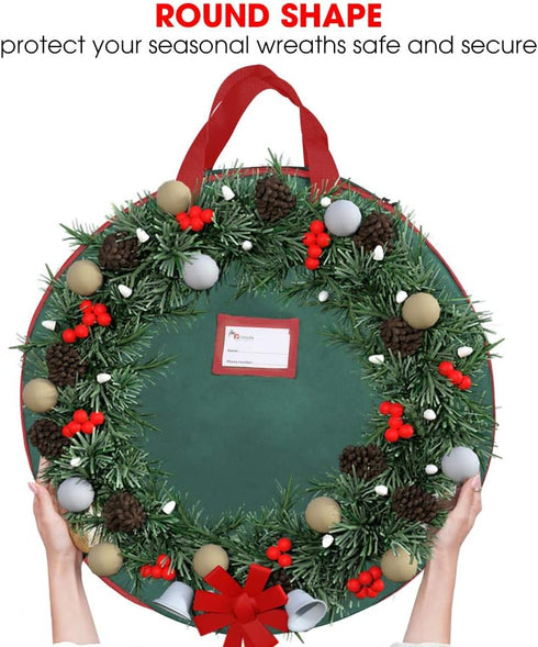 Primode Christmas Wreath Storage Bag 24"- Garland Wreaths Container with Handles - Durable 600D Oxford Polyester Material Holiday Wreaths Storage ...