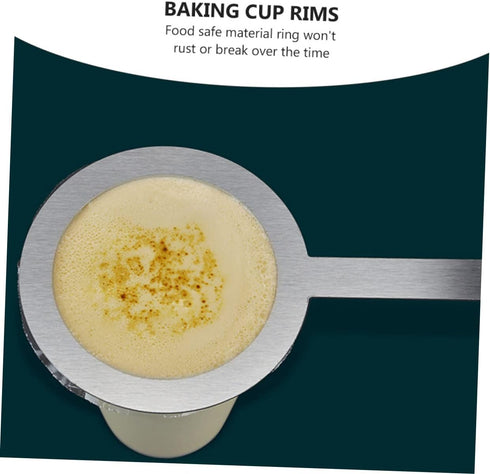 2 Pcs Milk Tea Baking Rings Tea Cup Gasket Coffee Mug Metal Baking Ring Tea Cup Accessories Baking Cup Rim Covers Milk Cup Ring Handheld Stainless...