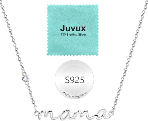 Mama Necklace 925 Sterling Silver Mom Necklace for Women S925 Silver Dainty Mother Necklace Cute Pendant Necklace, Mom Birthday Gift Jewelry for N...