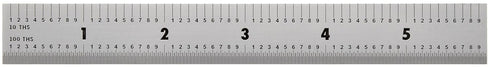 Mitutoyo 182-103, Steel Rule, 6" (5R), (1/32, 1/64", 1/10", 1/100"), 3/64" Thick X 3/4" Wide, Satin Chrome Finish Tempered Stainless Steel...