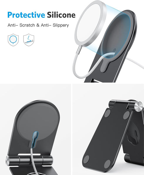 OMOTON Stand for MagSafe Charger, Foldable Phone Stand Holder for MagSafe Accessories? Compatible with iPhone 16/15/14/13/12 Pro Max/Pro, [Charger...
