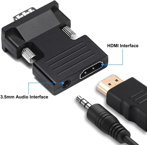 HDMI to VGA Adapter, 1080P 60Hz, with 3.5mm Audio Cable, Compatible for Laptop Computer to TV Projector Monitor...