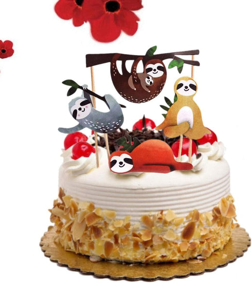 Toyvian Sloth Cake Topper Set Creative Cute Decor Cake Insert Card for Birthday Party Festival - 4pcs...