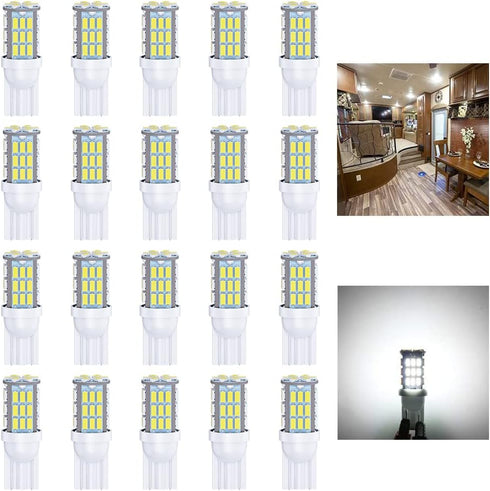 T10 921 194 168 175 LED Bulbs White 20-Packs, Super Bright 3014 42-SMD LED Replacement 12 Volt RV Camper Trailer Boat Trunk Interior Dome Map Lice...